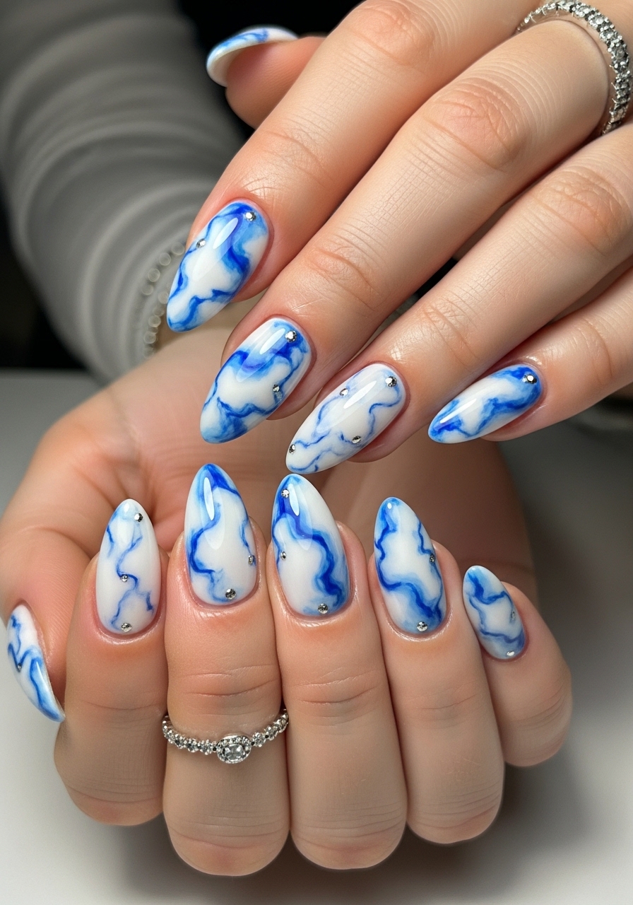 Blue Marble Nails